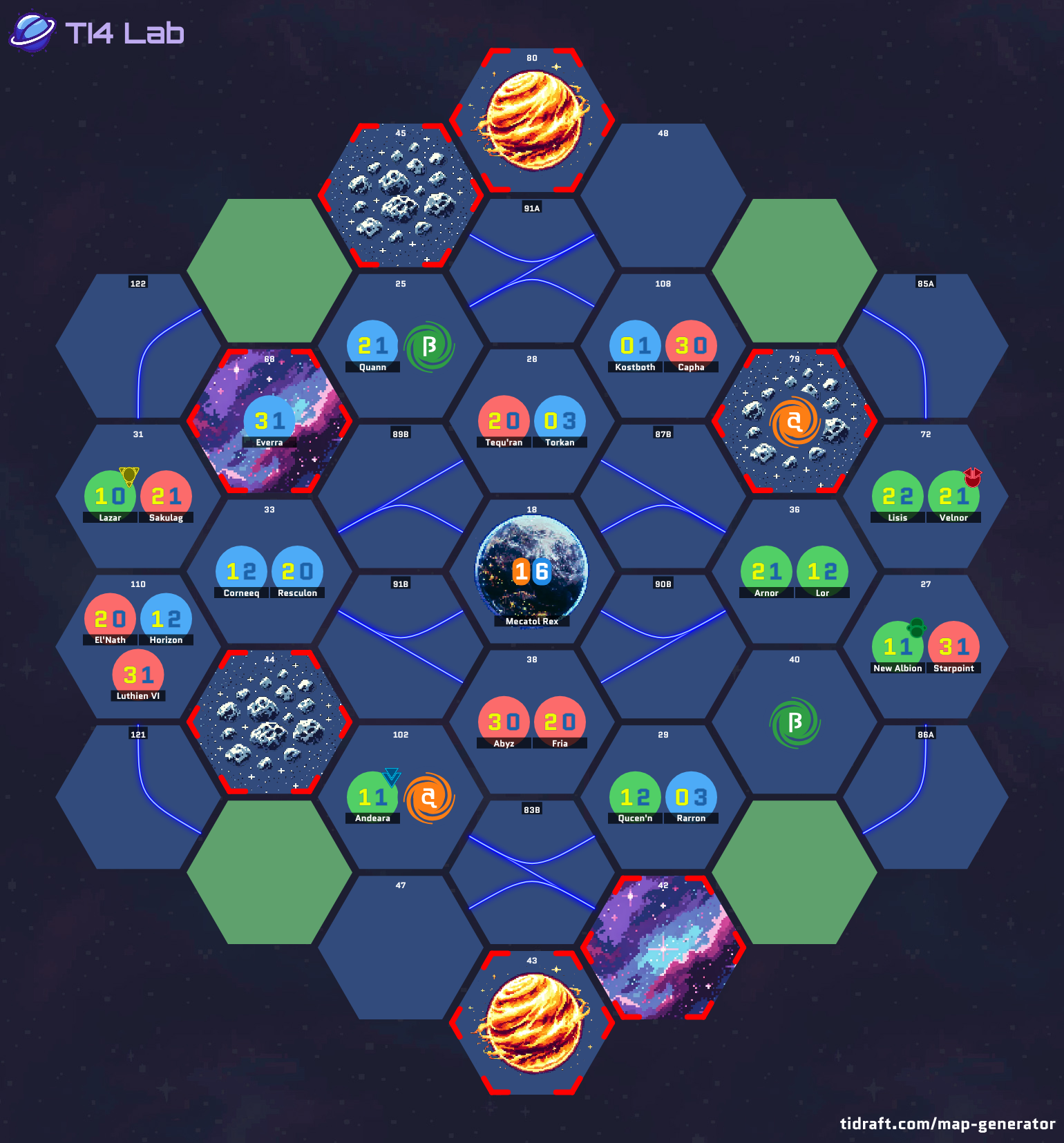 4 Player 13 Value 1 Tech 5 Tile Slices